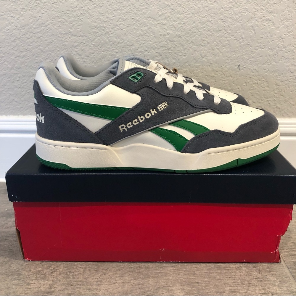New Reebok BB 4000 II Classic Sneakers White Gray Green Men’s Shoes Size 11